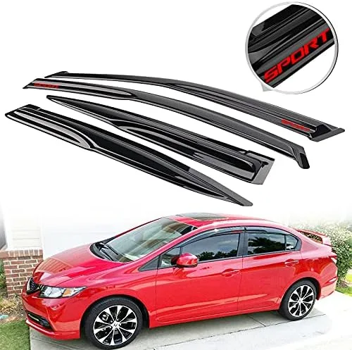 Vista 2 de Parasol de protección contra la lluvia compatible con Civic Sedan 2012-2015 de 4 puertas, deflector de ventilación de ventana lateral, teñido