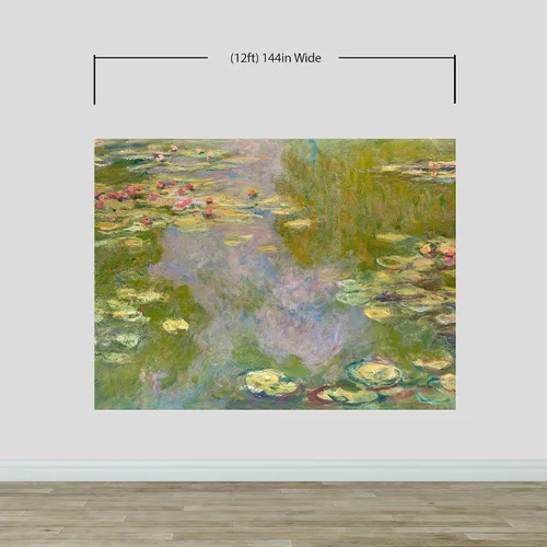 Vista 3 de Pintura de Monet, nenúfares (desde 1919). Pintura famosa. Papel tapiz para despegar y pegar. #6333 (9 pies de alto x 12 pies de ancho)
