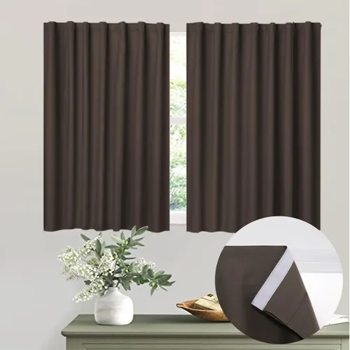 Vista 10 de Muamar Cortinas opacas sin taladro, paneles de cortina para ventana fáciles de instalar, juego de 2 paneles de cortinas portátiles para dormitorio