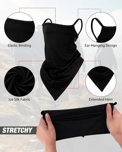 Vista 3 de JaGely Paquete de 12 polainas para el cuello, bufanda, máscara elástica con cinta elástica para las orejas, diadema absorbente para mujeres