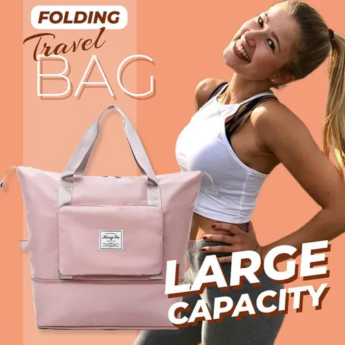 Vista 2 de Bolso de viaje plegable de gran capacidad, con separación de secos y húmedos, bolso de hombro deportivo portátil, bolso de transporte ligero e