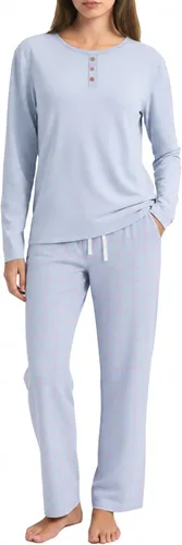 Vista 10 de U2SKIIN Pijama 100% algodón para mujer, conjunto de 2 piezas, suave, de Cuadros rosa claro/rosa claro