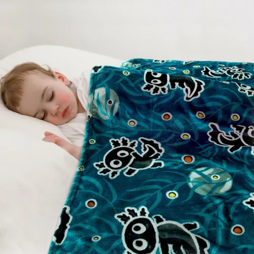 Vista 7 de Manta de Axolotl para niños, manta que brilla en la oscuridad, regalos de Axolotl para adolescentes, niñas y niños, lindos juguetes de salamandra
