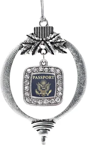 Vista 35 de Inspired Silver - Bon Voyage Cruise Ship Charm Ornamento – Adornos navideños cuadrados de plata con joyas de circonita cúbica