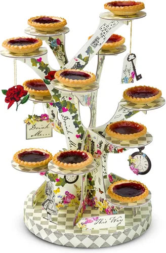 Vista 8 de Talking Tables Soporte para cupcakes y tartas de Alicia en el país de las maravillas, decoración de fiesta de té con sombrerero loco, decoración