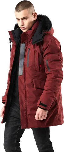 Vista 3 de WEEN CHARM - Chaqueta tipo parka para hombre con capucha desmontable y ribete de piel sintética.