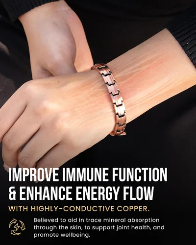 Vista 2 de MagnetRX® Pulseras magnéticas de cobre para mujeres - EllipseMAX 5X Fuerza 5,000 Gauss con imanes - Diseñadas en EE. UU. y patente pendiente