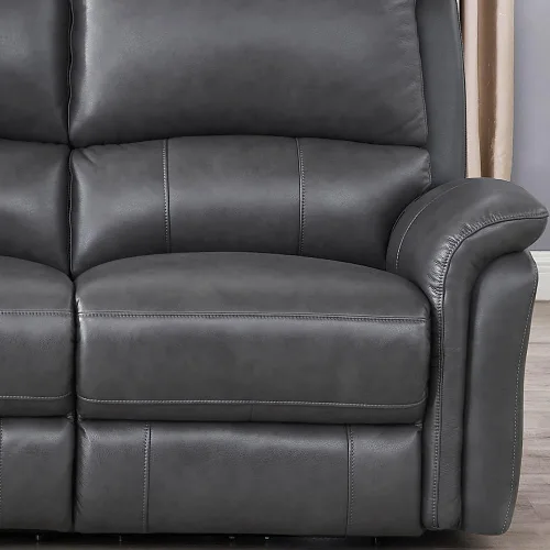 Vista 4 de Hydeline Erindale Zero Gravity Power - Sofá biplaza reclinable de cuero de grano superior, color gris cuarzo Quartz gris