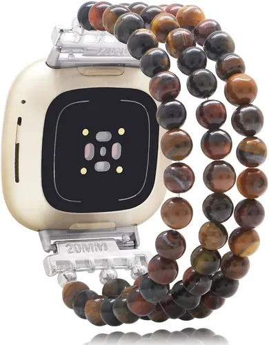 Vista 8 de C&L Accessories Pulseras compatibles con bandas Fitbit Versa 3/Versa 4/Fitbit Sense 2/Bandas Sense para mujeres y hombres con cuentas de piedras