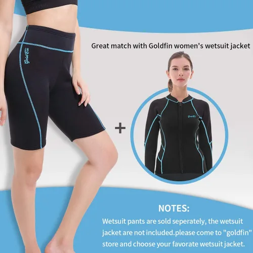 Vista 5 de GoldFin - Traje de neopreno corto para mujer de 2 mm, traje corto de neopreno para deportes acuáticos, surf, buceo, natación, kayak