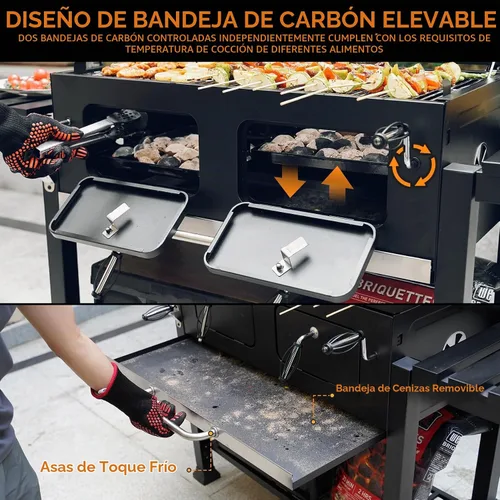 Vista 4 de ONLYFIRE GRILLS Parrilla grande de carbón para barbacoa de 64.5 pulgadas