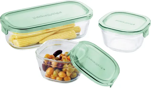 Vista 9 de iwaki PSC-PRN-5G Contenedores de almacenamiento de vidrio resistentes al calor, verde, juego de 5, paquete y gama 02) Verde