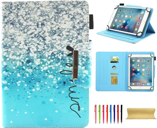 Vista 17 de Funda universal para tablet de 7 pulgadas, piel sintética [ranuras para tarjetas], cubierta magnética, para Samsung Galaxy Tab E/Tab A 7.0, Fire 7