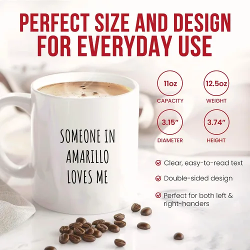 Vista 3 de Amarillo Loves Me Mug - Texas Panhandle Coffee Cup - Pride Funny Gift From - Lone Star Charm Tea Mugs - Route 66 Cups - 11 Oz Ceramic Gifts For