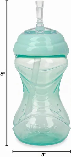 Vista 7 de Nuby Vaso de 3 Piezas Antiderrames de Fácil Agarre con Popote Flexible, Función Clik It Lock, Neutro, 10 Onzas