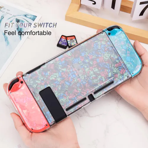 Vista 3 de DLseego Clear Glitter Protective Case for Switch Console 2017, Dockable Sparkle Crystal Bling Irregular Soft & Flexible TPU and Hard PC Shockproof