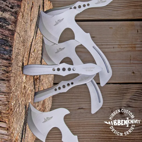 Vista 4 de Hibben - Juego de hacha y cuchillo para lanzar Construcción de acero inoxidable 3Cr13 de una sola pieza Funda de nailon resistente Incluye
