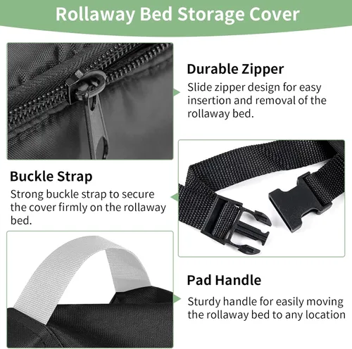 Vista 3 de Funda de cama enrollable resistente al agua, universal, plegable, con cremallera, protector a prueba de polvo, 39 pulgadas de largo x 15 pulgadas