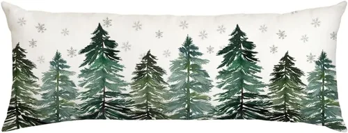 Vista 8 de Funda de almohada navideña de AACORS 12x20 pulgadas Árboles de Navidad Copo de nieve Decoraciones Funda de almohada de invierno para sofá de casa