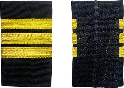 Vista 2 de 1 par de charreteras de piloto de aerolíneas profesionales tradicionales aviadores capitán uniforme con rayas doradas