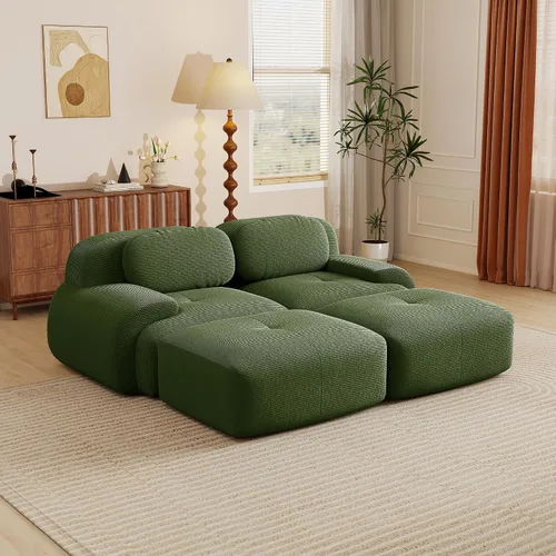 Vista 57 de Sofás seccional modular de 80" sin huesos modernos para sala de estar, juego de sofás comprimidos de 2 plazas con asiento profundo, sin necesidad