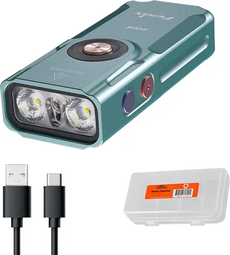 Vista 10 de Fenix E06R - Linterna de llavero EDC 3 en 1 de 700 lúmenes, USB-C recargable, incluye luz UV y organizador Lumentac (gris)