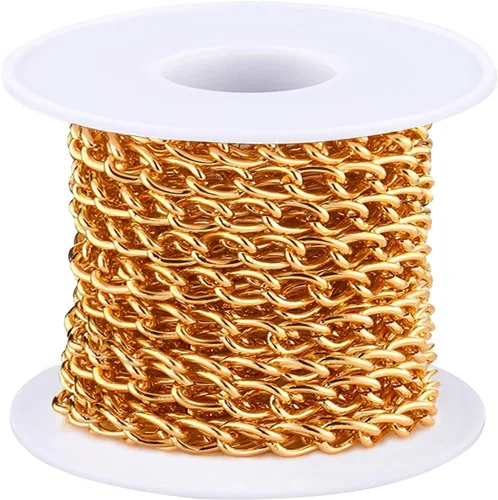 Vista 12 de Jishi Cadena de serpiente de oro de 33 pies de 0.047 in, cadenas para hacer joyas, collares, pulseras, suministros de joyería, hallazgos – Rollo