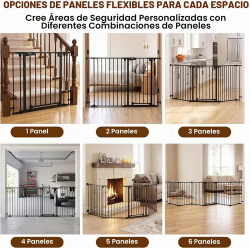 Vista 9 de Puerta extra ancha para bebés de 150 pulgadas, puerta de seguridad infantil para patio de juegos, puertas para perros con puerta de cierre