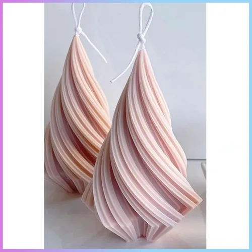 Vista 6 de Molde de vela de silicona con columna curvada geométrica cónica 3D, molde en forma de cono en espiral 3D de 3.5 pulgadas para hacer velas, aroma
