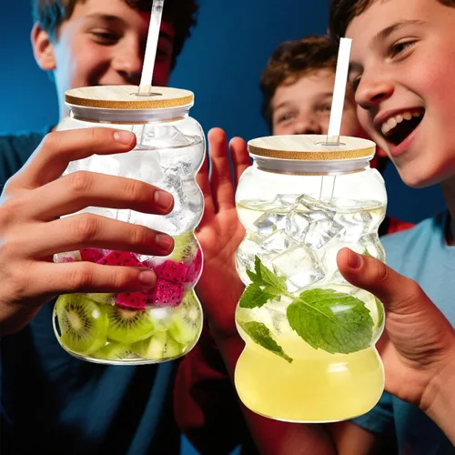 Vista 3 de Vaso reutilizable de 20 onzas con tapa y popote, paquete de 6 vasos de plástico transparente sin BPA para tazas de café para viajes, café helado
