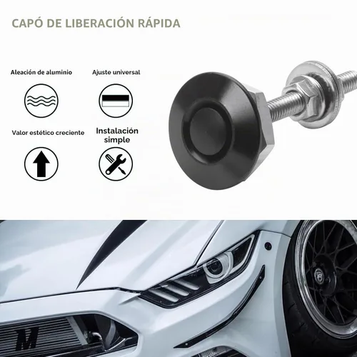 Vista 2 de x xotic tech Kit de tapa de bloqueo de capó de parachoques con botones de liberación rápida Universal para automóvil (negro)