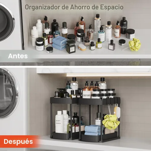Vista 5 de Ukeetap Organizadores de almacenamiento extraíbles multiusos, organizadores debajo del fregadero/gabinete y almacenamiento para baño y cocina, Negro