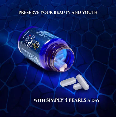 Vista 4 de Cápsulas de péptidos de colágeno marino con ácido hialurónico, coenzima Q10, vitamina C - Preservan la belleza y la juventud - Promueven la piel