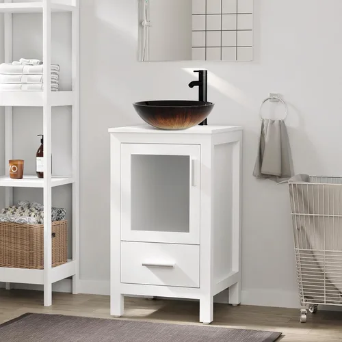 Vista 3 de eclife Armario de tocador de baño moderno de 18 pulgadas con lavabo Redondel negro