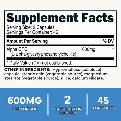 Vista 2 de Suplemento de colina Alpha GPC Ultra Clean Type Zero (600 mg) 90 cápsulas