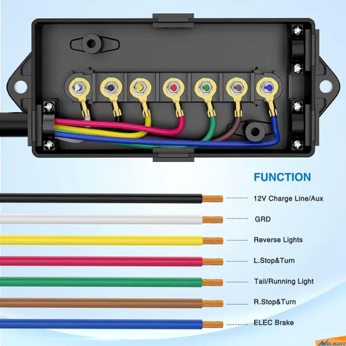 Vista 2 de Nilight - Cable de enchufe de remolque de 7 vías alineado para tareas pesadas de 8 pies, conector de 7 pines, cable de extensión redonda para RV