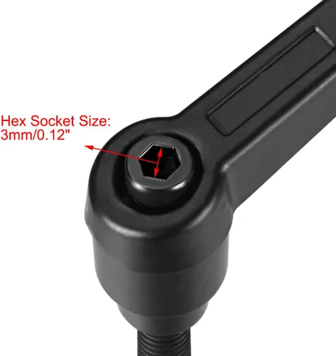 Vista 4 de uxcell M6 x 0.472 in Mango de palanca de sujeción ajustable Rosca Botón de trinquete macho roscado Perillas de bloqueo Manijas de tornillo giratorio