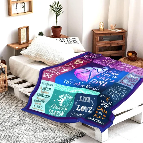 Vista 6 de Manta de Regalos de Baloncesto para Niñas y Mujeres Manta de Tiro de Baloncesto de Franela Ultra Suave Mercancía Regalos Deportivos para Amantes