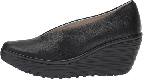 Vista 2 de FLY London Zapatos de tacón de cuña Yaz para mujer Negro (black Mousse)