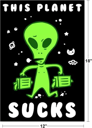 Vista 3 de Póster de pared divertido con texto en inglés "This Planet Sucks Alien" (12 x 18 pulgadas)