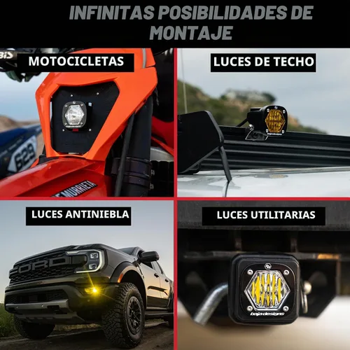 Vista 3 de Baja Designs Cápsulas de luz auxiliar LED S1 - Ajuste universal con arnés de cableado, 2 LED (esquina ancha; ámbar)