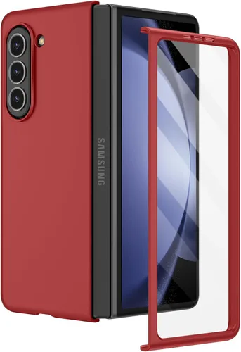 Vista 18 de Ruky Funda para Samsung Galaxy Z Fold 5, cubierta de cuerpo completo con protector de pantalla integrado, soporte de carga inalámbrica de PC duro