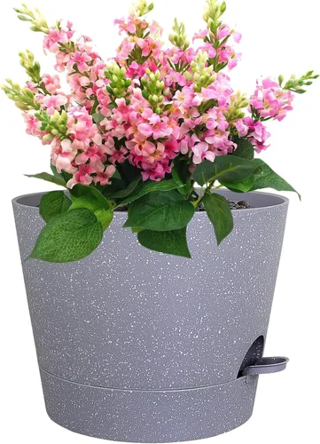 Vista 29 de Meowell Macetas grandes de 12 pulgadas con riego automático para plantas de interior y exterior, macetas para flores con orificios de drenaje