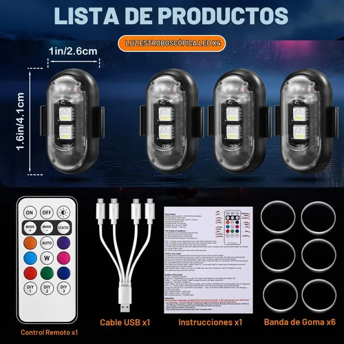 Vista 7 de Luces estroboscópicas LED inalámbricas, luces intermitentes RGB, decoración de coche con control remoto