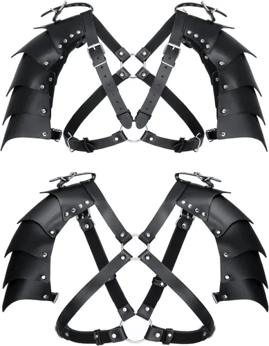Vista 5 de Polainas de cuero sintético de caballero medieval, corsé, chal renacentista, capa de hombro, bufanda, accesorios