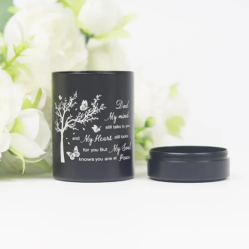 Vista 4 de Urna pequeña de 3 pulgadas para cenizas humanas, mini caja de recuerdos de cremación para compartir cenizas, mini urna para papá