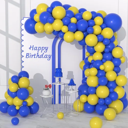 Vista 14 de Kit de arco de guirnalda de globos negros y azules, 122 globos azul real y negro para niños y hombres, cumpleaños, boda, videojuegos, aniversario