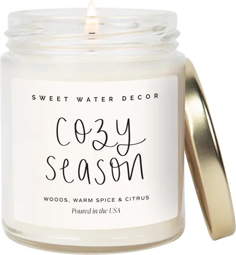Vista 11 de Sweet Water Decor - Vela de soja Cinnamon Roll, con perfume otoñal de canela, glaseado y tarta mantecosa, frasco transparente de 9 oz con tapa