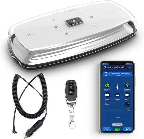 Vista 7 de Barra de luz estroboscópica mini recargable con control APP Agrieyes, luz de baliza LED magnética inalámbrica
