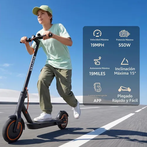 Vista 4 de Electric Scooter Adults, Folding E Scooter with 8.5/10 inch Tire,Front Suspension, Built in Side Light